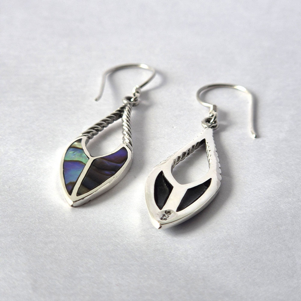 Shell & Silver Earrings - Spear Drops - Abalone – product image 1 of 2
