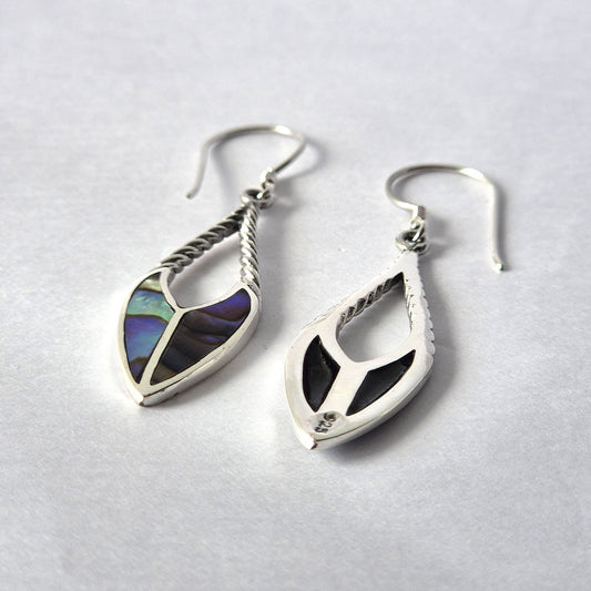 Shell & Silver Earrings - Spear Drops - Abalone – product image 1 of 2