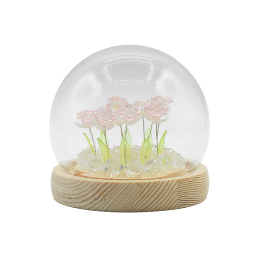 Floral Glow Garden Dome - 10 Pink Roses - LED USB – product image 1 of 7