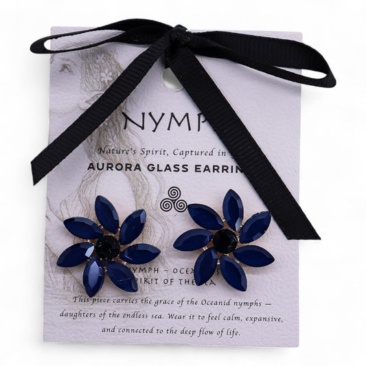 Royal Blue - Vintage Glass - Flowers - Earrings – product image 1 of 7