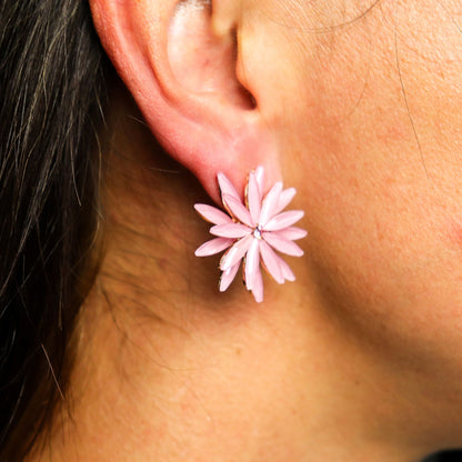 Soft Pink Vintage Glass Flower Earrings – product image 5 of 7