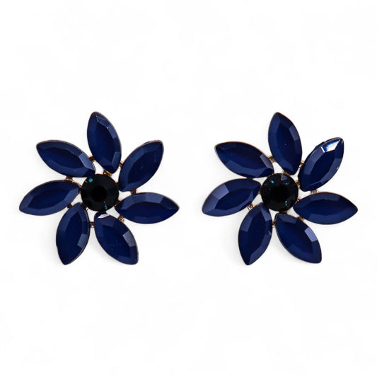 Royal Blue - Vintage Glass - Flowers - Earrings – product image 2 of 7