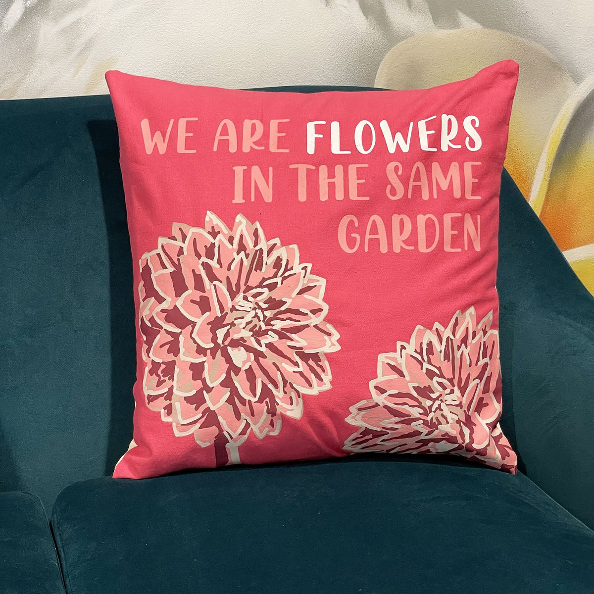 Set of 3 We Are Flowers Cotton Cushion Covers – 45 x 45cm
