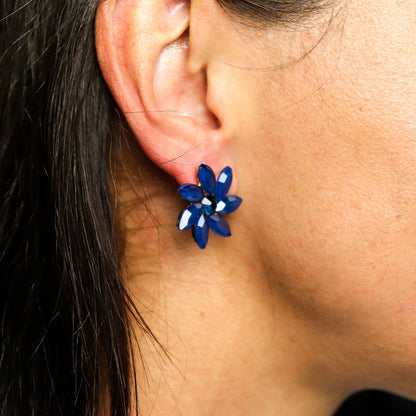 Royal Blue - Vintage Glass - Flowers - Earrings – product image 3 of 7