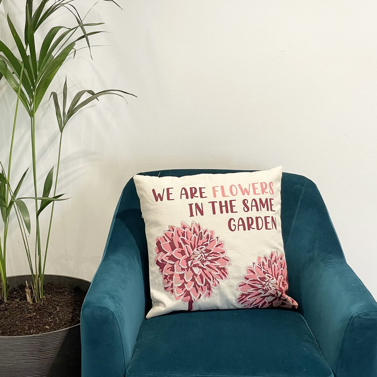 Set of 3 We Are Flowers Cotton Cushion Covers – 45 x 45cm
