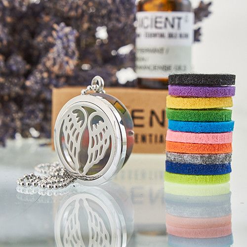 Aromatherapy Diffuser Necklace - Angel Wings 30mm – product image 3 of 5