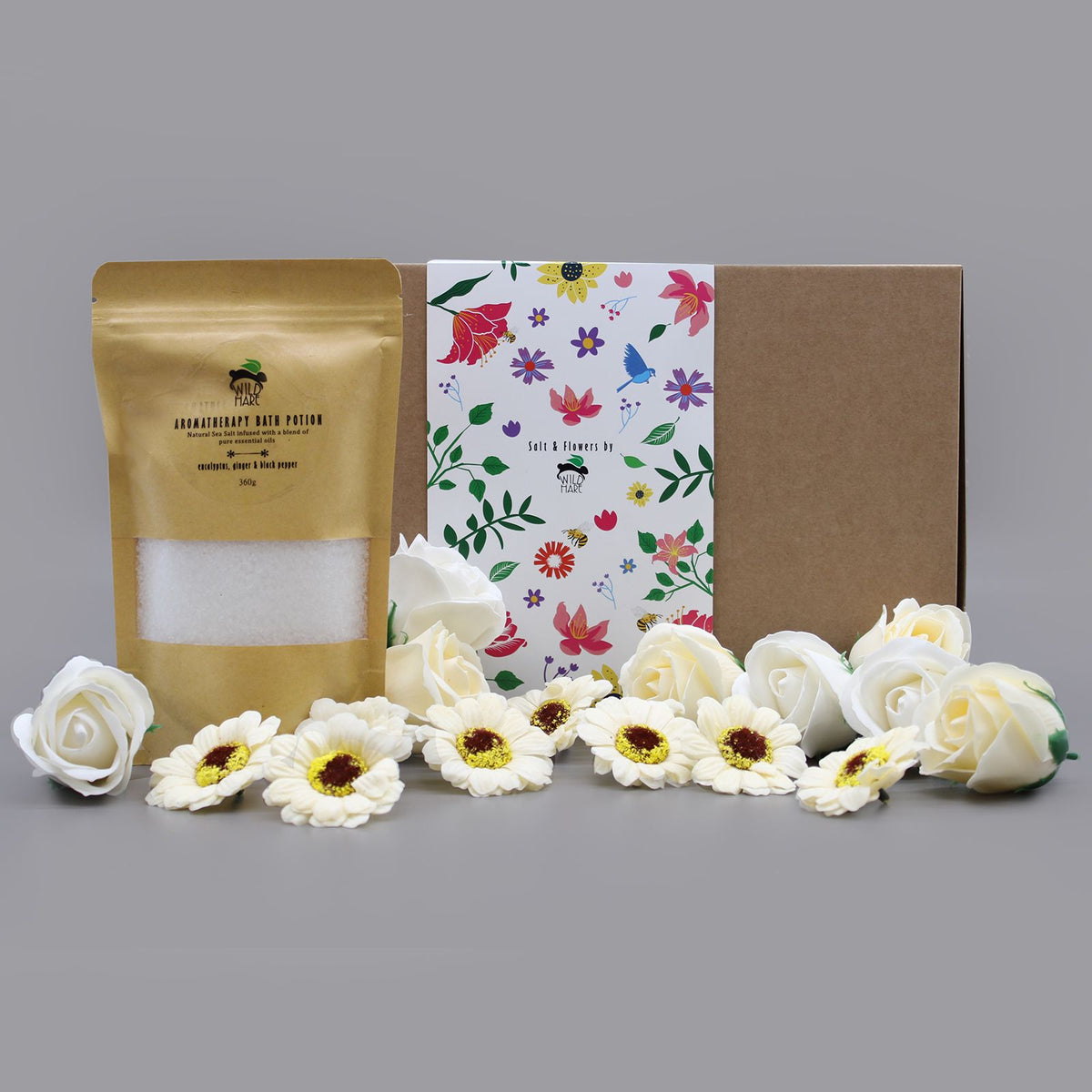 Salt Soak & Soap Flower Gift Set - Eucalyptus, Ginger & Black Pepper – product image 3 of 9
