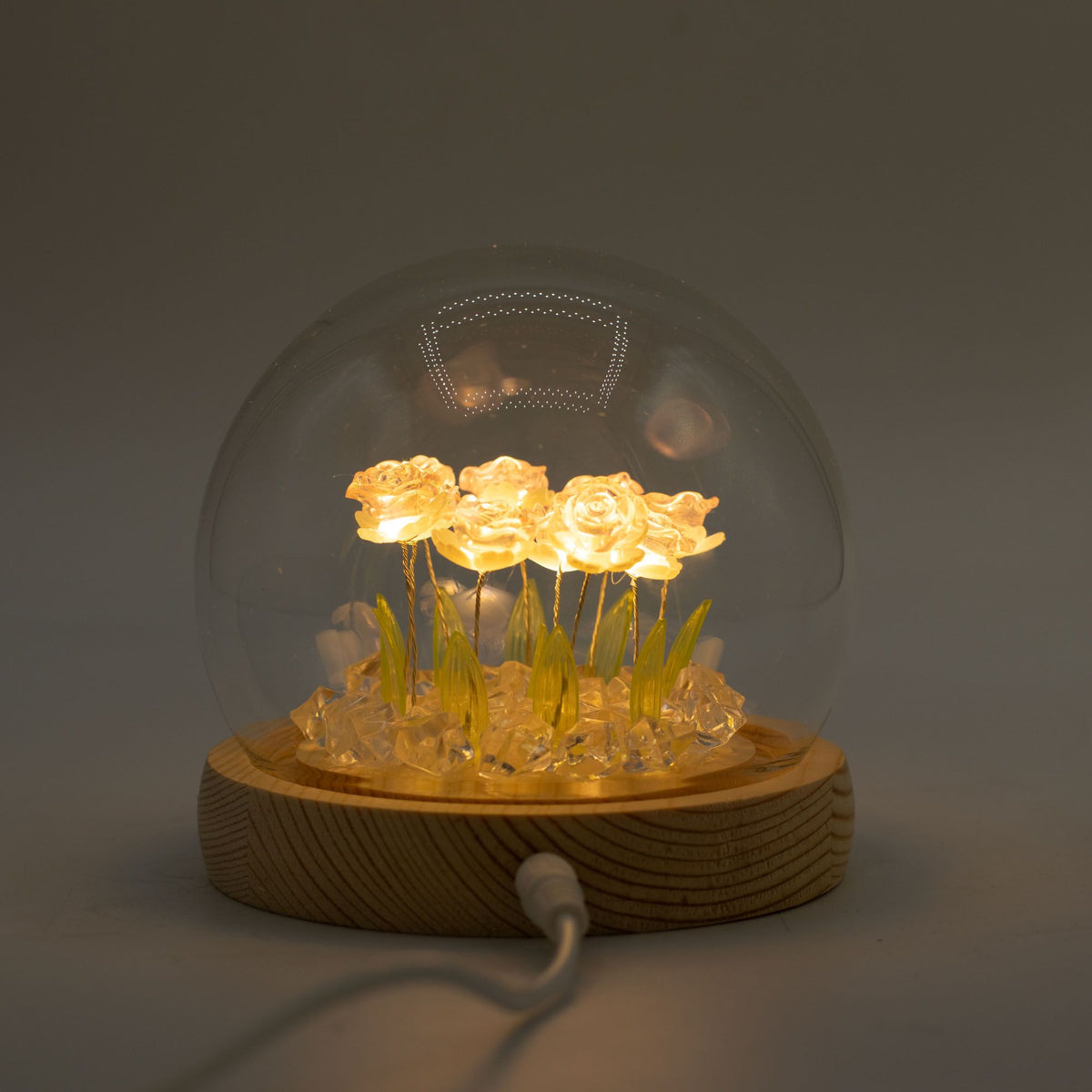 Floral Glow Garden Dome - 10 Pink Roses - LED USB – product image 4 of 7