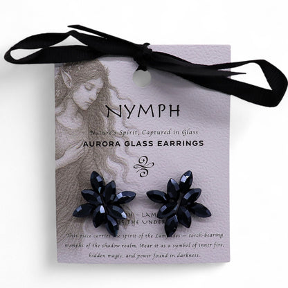 Jet Black - Vintage Glass - Flowers - Earrings – product image 5 of 7