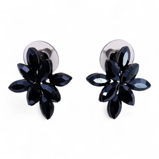 Jet Black - Vintage Glass - Flowers - Earrings – product image 2 of 7