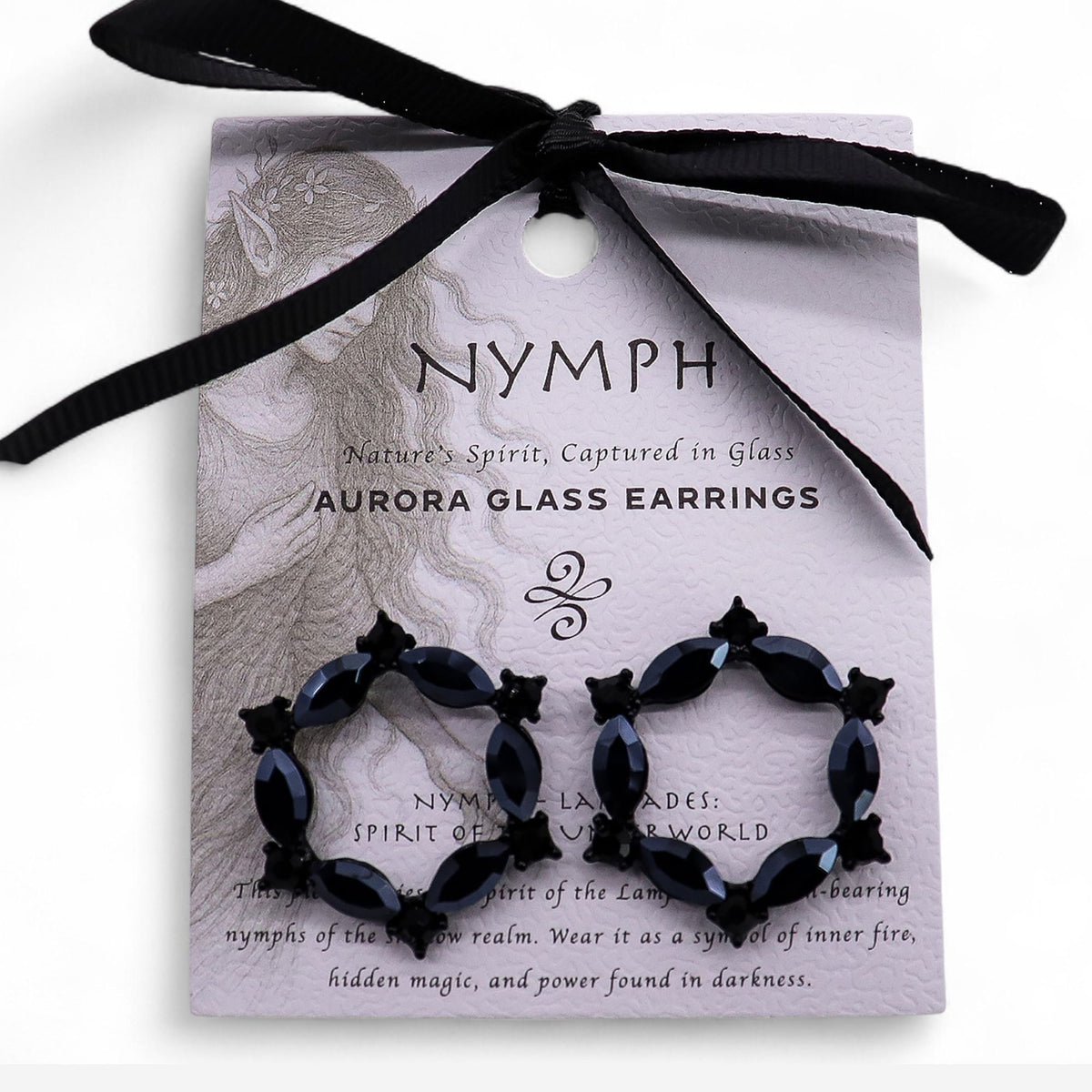 Jet Black - Vintage Glass - Loop - Earrings – product image 4 of 7