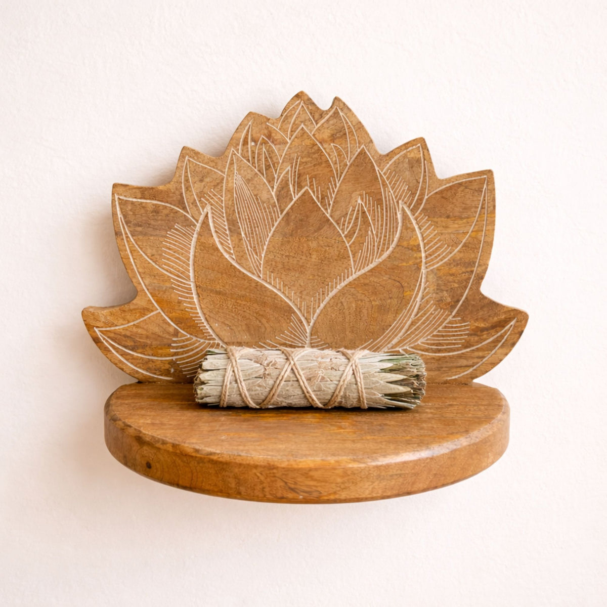 Lotus Wall Shelf White Wash – product image 1 of 3