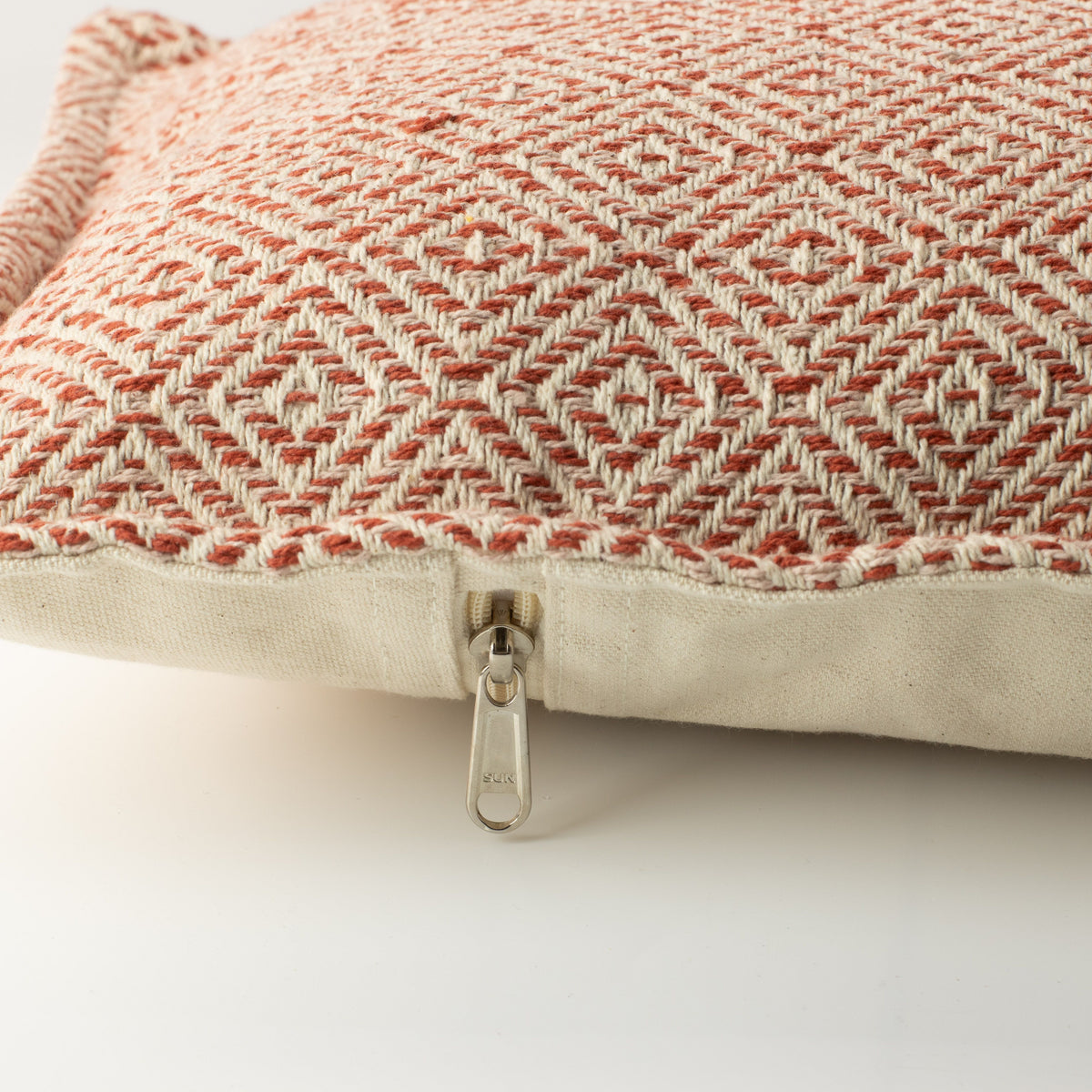 Classic Cushion Cover - Burgundy Squares - 30 x 50cm - Lumbar Style