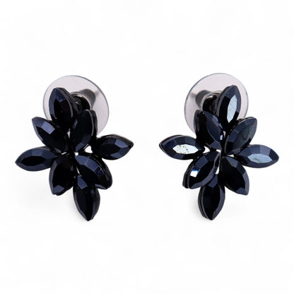 Jet Black - Vintage Glass - Flowers - Earrings – product image 3 of 7