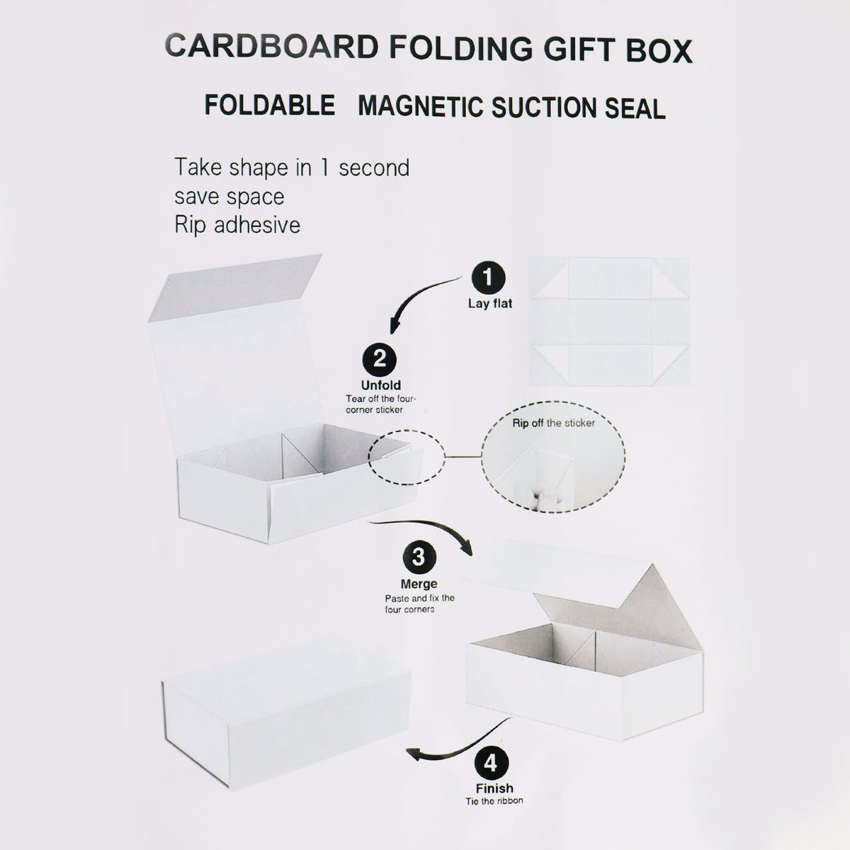 Flat Pack Gift Box - Large (28.2 × 20.2 × 9.2 cm) - Black – product image 5 of 6