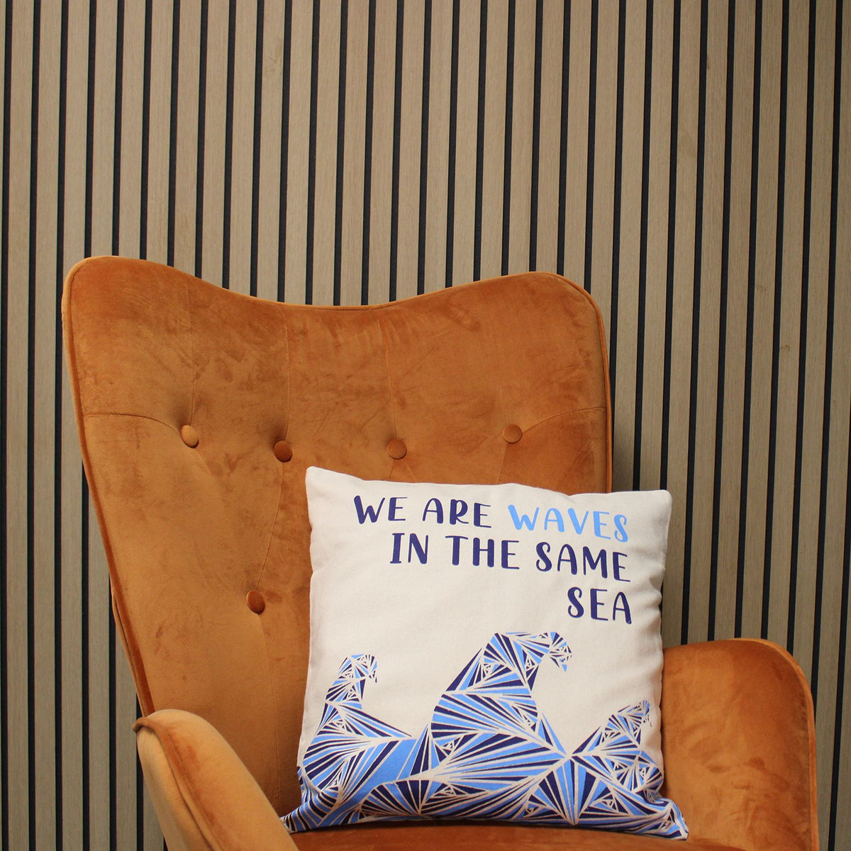 Set of 3 We Are Waves Cotton Cushion Covers – 45 x 45cm