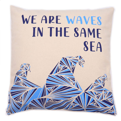 Set of 3 We Are Waves Cotton Cushion Covers – 45 x 45cm