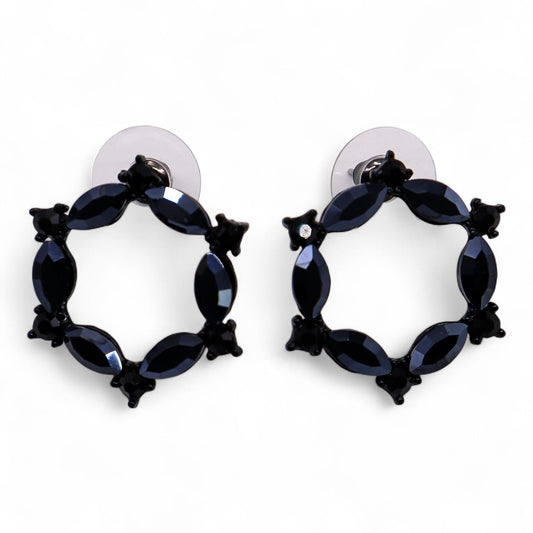 Jet Black - Vintage Glass - Loop - Earrings – product image 2 of 7