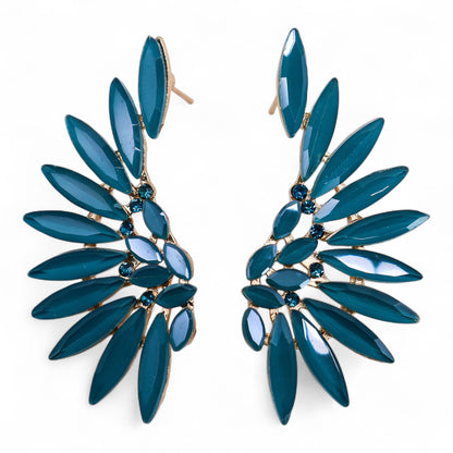 Teal Green - Vintage Glass - Angel Wings - Earrings – product image 1 of 6
