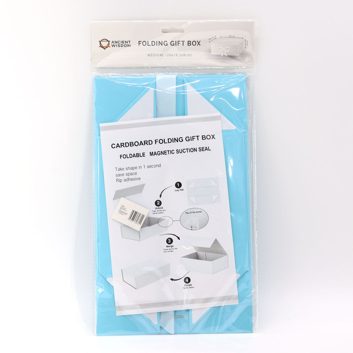 Flat Pack Gift Box - Medium Square (20x18.2x8cm) - Baby Blue – product image 3 of 5