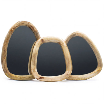 Set of 3 Pebble Shaped Mirrors - Light Wood Finish – product image 6 of 9