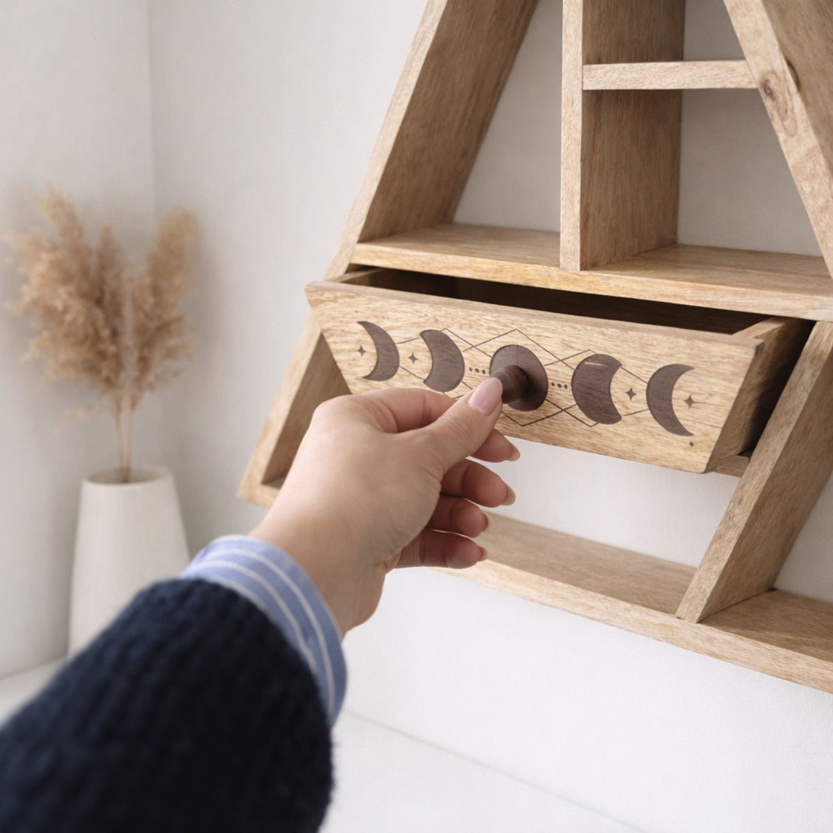 Triangle Shaped Wall Shelf with Drawer – product image 2 of 3
