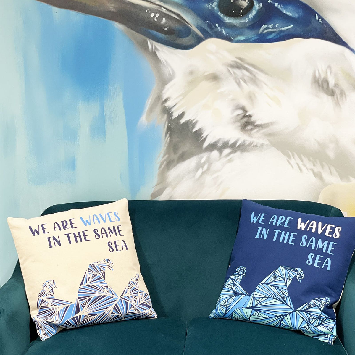 Set of 3 We Are Waves Cotton Cushion Covers – 45 x 45cm