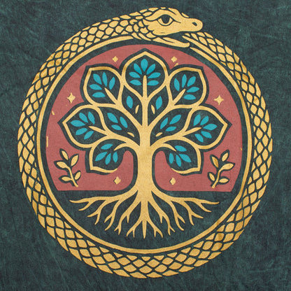 Nomad Sari Stonewashed Cotton T-Shirt - Tree of Life - Green - Medium – product image 6 of 8