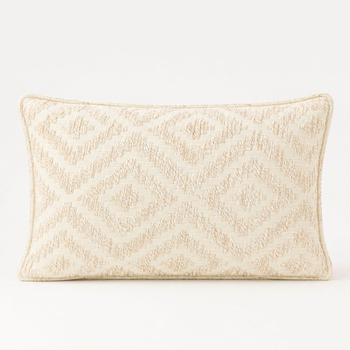 Classic Cushion Cover - Neutral Geo Creme - 30 x 50cm - Lumbar Style