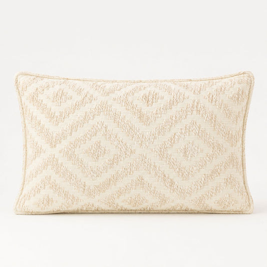 Classic Cushion Cover - Neutral Geo Creme - 30 x 50cm - Lumbar Style