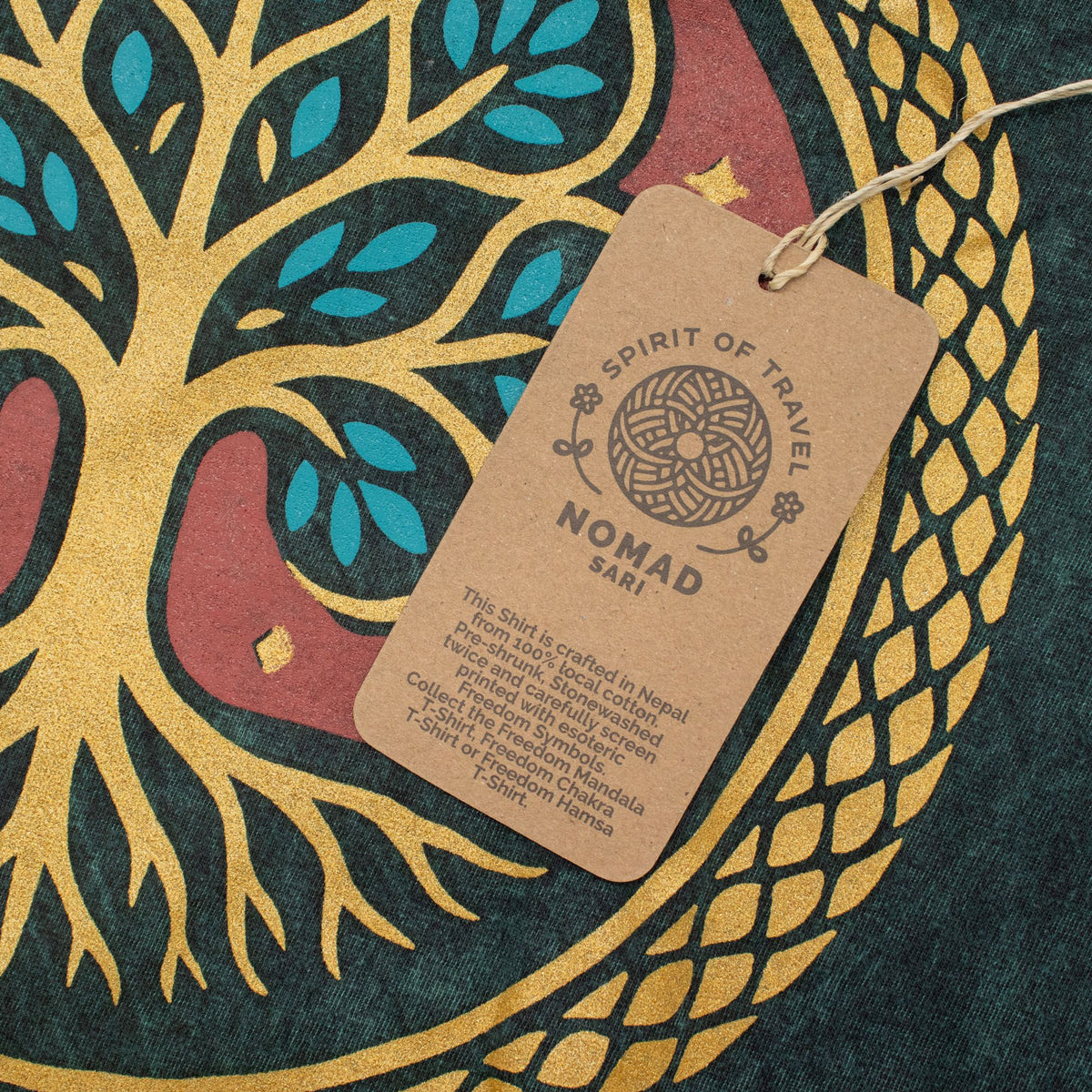 Nomad Sari Stonewashed Cotton T-Shirt - Tree of Life - Green - Medium – product image 3 of 8