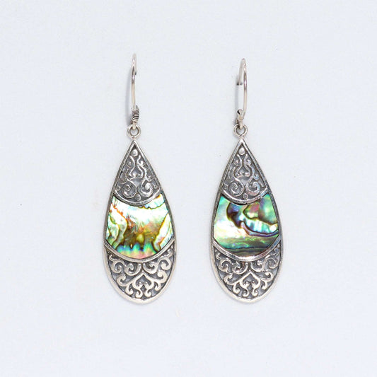 Shell & Silver Earrings - Teardrop Oval - Abalone – product image 1 of 2