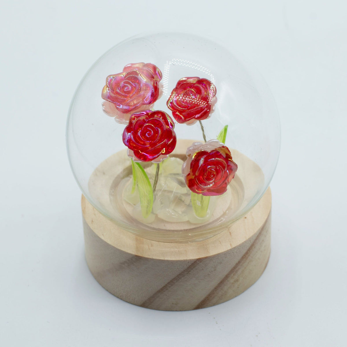Floral Glow Garden Dome - 5 Red Roses - LED Battery – product image 1 of 5