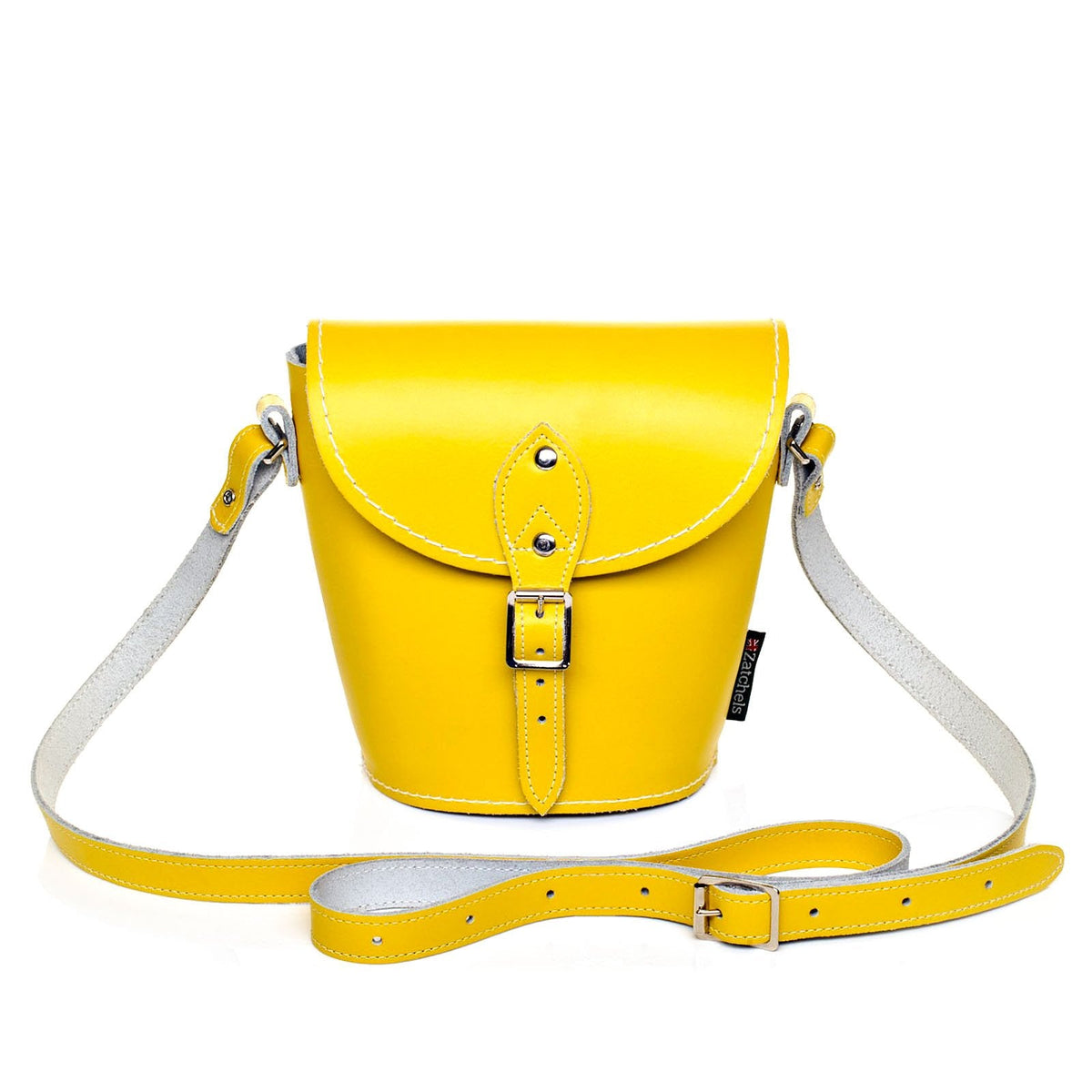 Handmade Leather Barrel Bag - Pastel Daffodil Yellow – product image 1 of 4