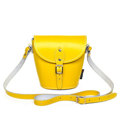 Handmade Leather Barrel Bag - Pastel Daffodil Yellow – product image 1 of 4