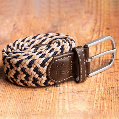 Woven Belt - Navy / Beige Zigzag – product image 3 of 7