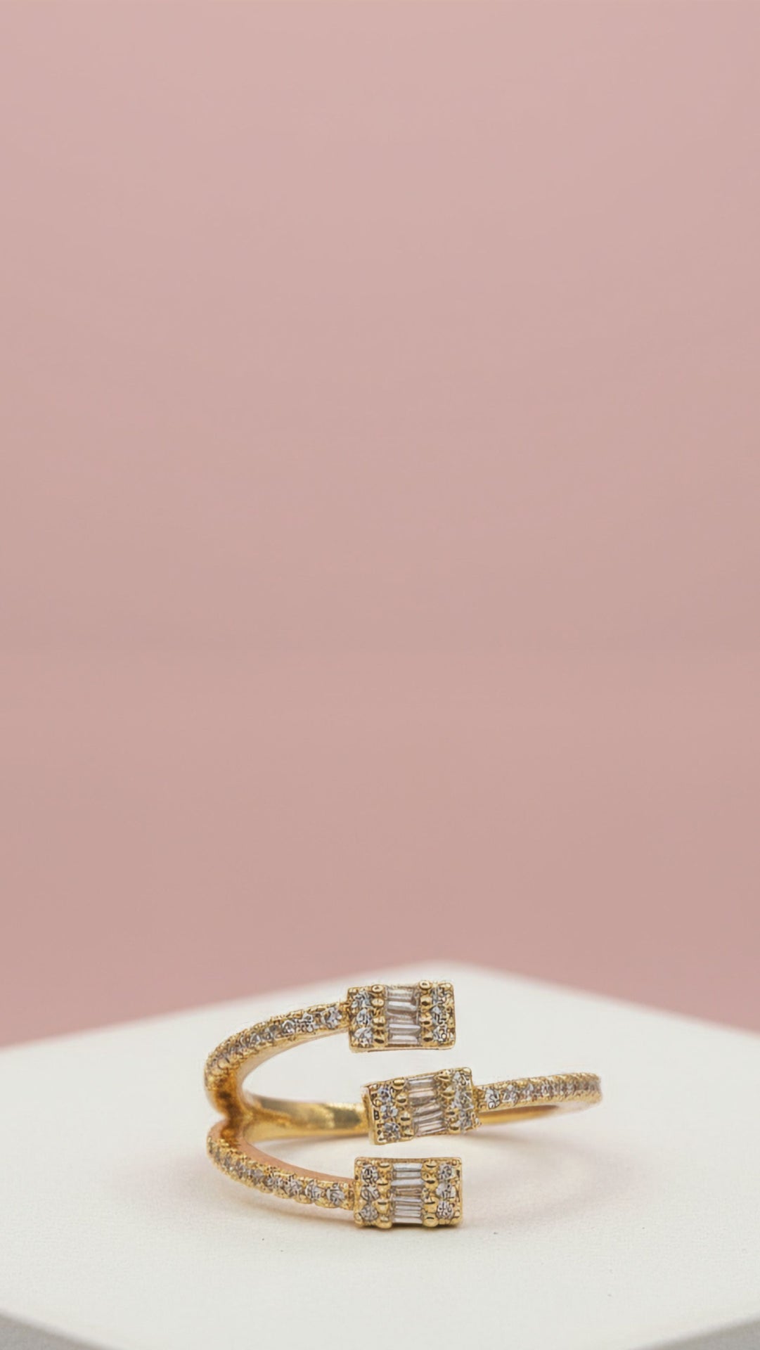 Waterproof 14k Gold Plated Free Size Crystal Stacking Rings Box set of 12 – product image 2 of 2