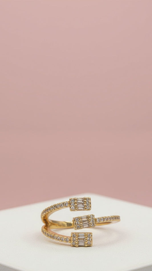 Waterproof 14k Gold Plated Free Size Crystal Stacking Rings Box set of 12 – product image 2 of 2