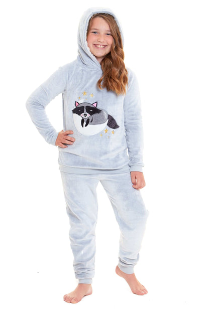 Daisy Dreamer Cuddly Raccoon Fleece Hooded Pyjama Set For Women And Girls Sherpa Lined – product image 10 of 10