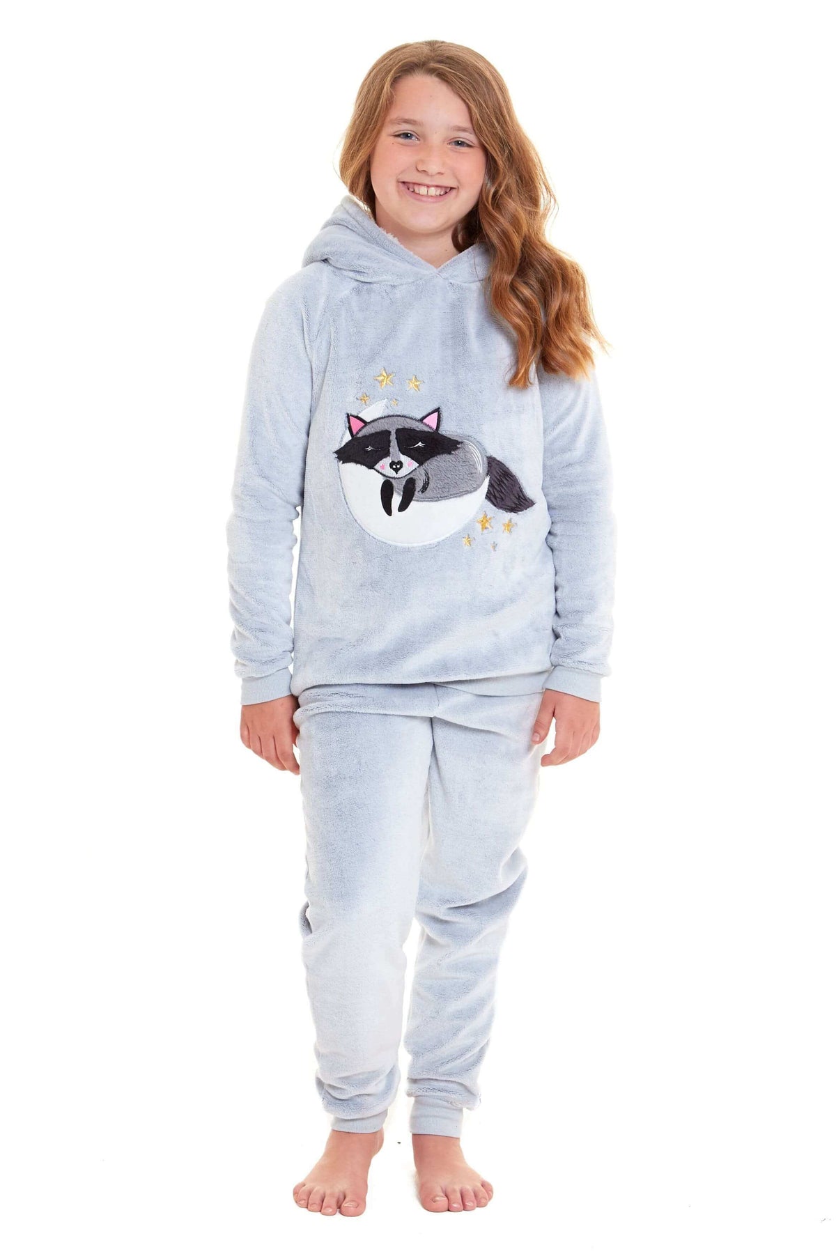 Daisy Dreamer Cuddly Raccoon Fleece Hooded Pyjama Set For Women And Girls Sherpa Lined – product image 8 of 10