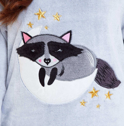 Daisy Dreamer Cuddly Raccoon Fleece Hooded Pyjama Set For Women And Girls Sherpa Lined – product image 3 of 10
