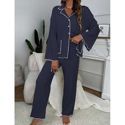 Lapel-collar Button-up Pajama Set For Women - product image 9 of 13