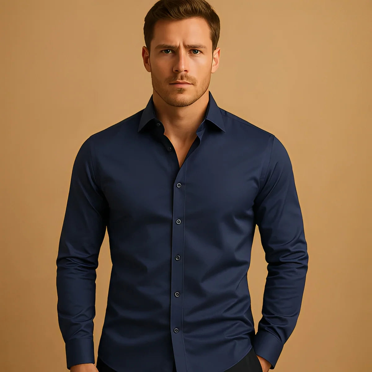 Men's Solid Long-Sleeve Casual Shirt – product image 15