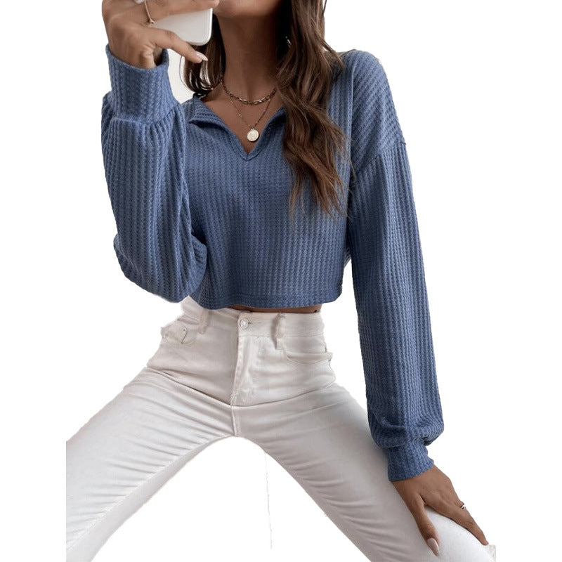 Women's V-Neck Cropped Long-Sleeve Top – product image 4