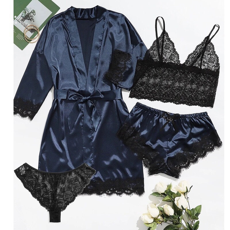 European And American Ladies Pajamas Four-piece Set – product image 3