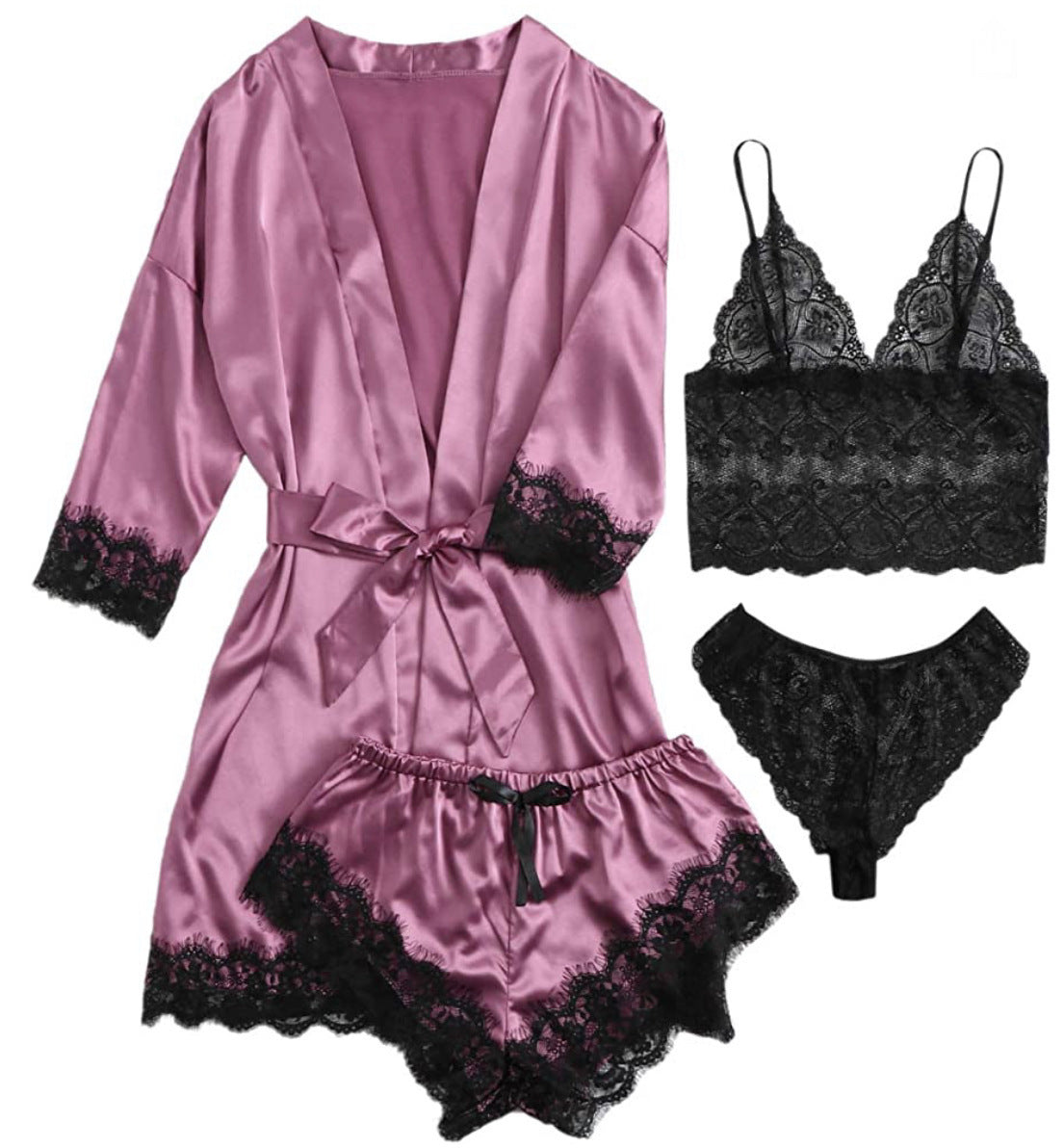 European And American Ladies Pajamas Four-piece Set – product image 5
