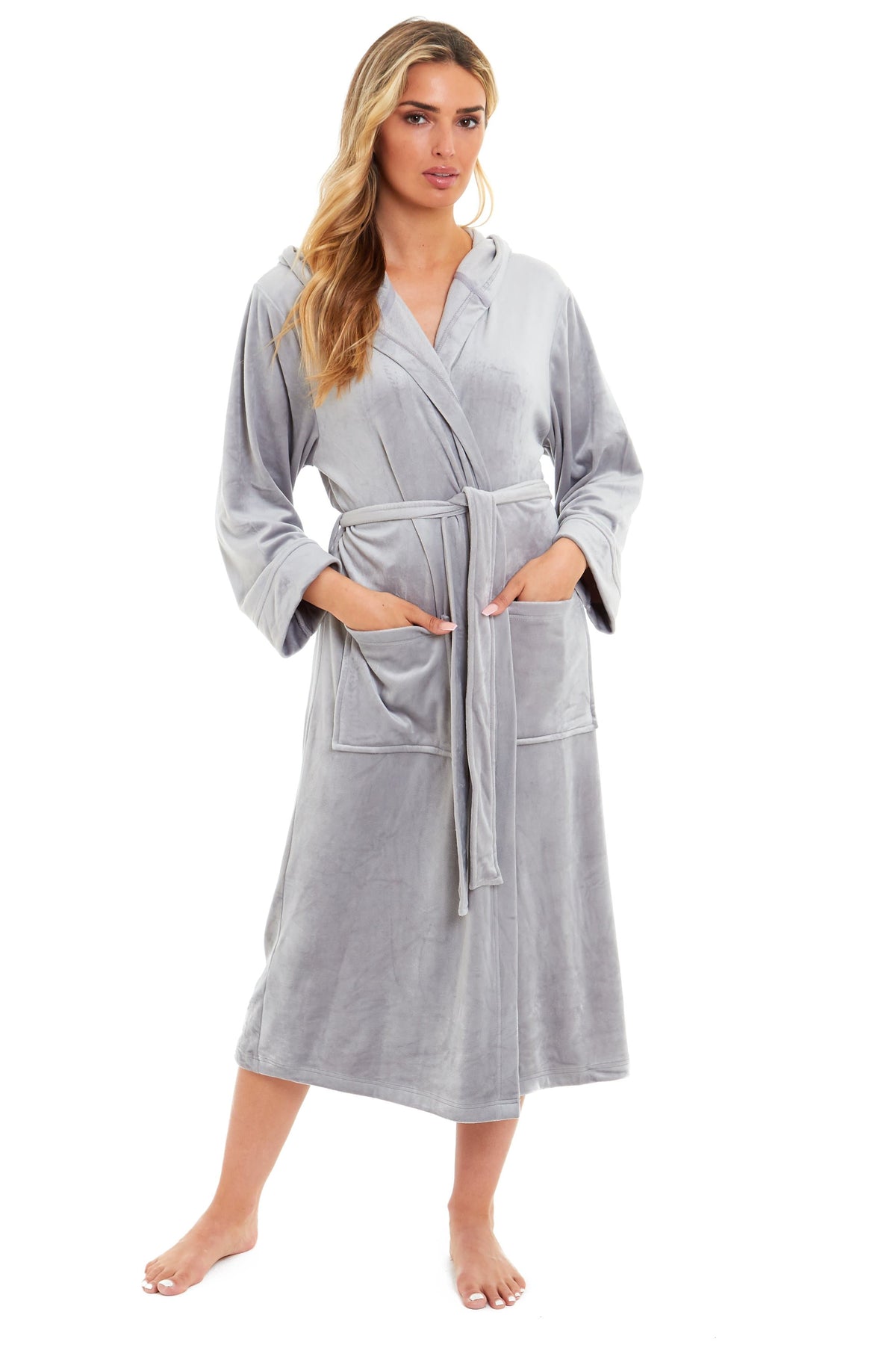 Olivia Rocco Women's Velour Hooded Bathrobe – product image 6
