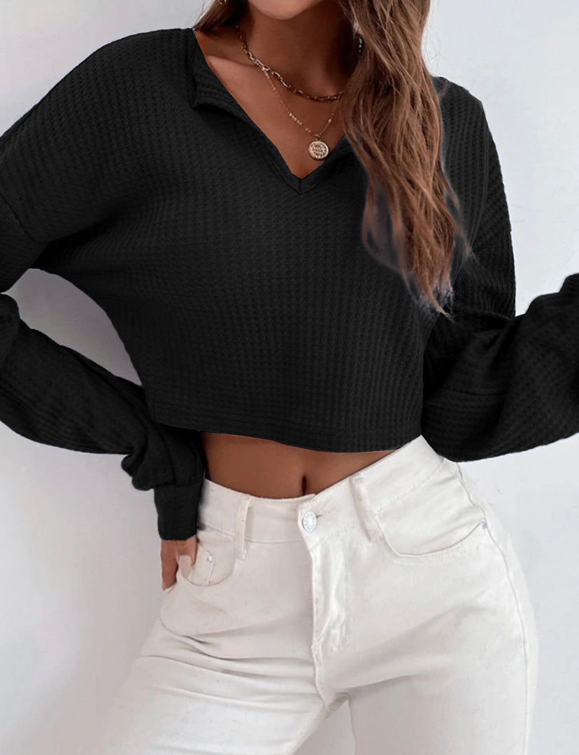 Women's V-Neck Cropped Long-Sleeve Top - product image 5