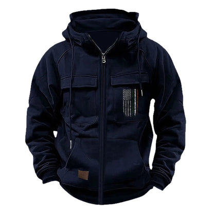 Printed Loose Zip Casual Hooded Sweatshirt – product image 5