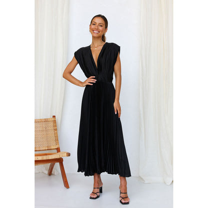Women's Sleeveless V-Neck Pleated Dress – product image 4